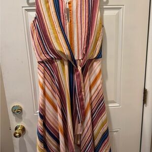 dressbarn Colorful Striped High Low Dress